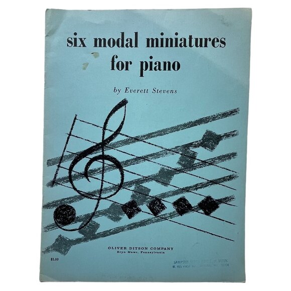 Six Modal Miniatures for Piano Songbook Sheet Music Everett Stevens 6 Songs 1957 - Picture 1 of 5